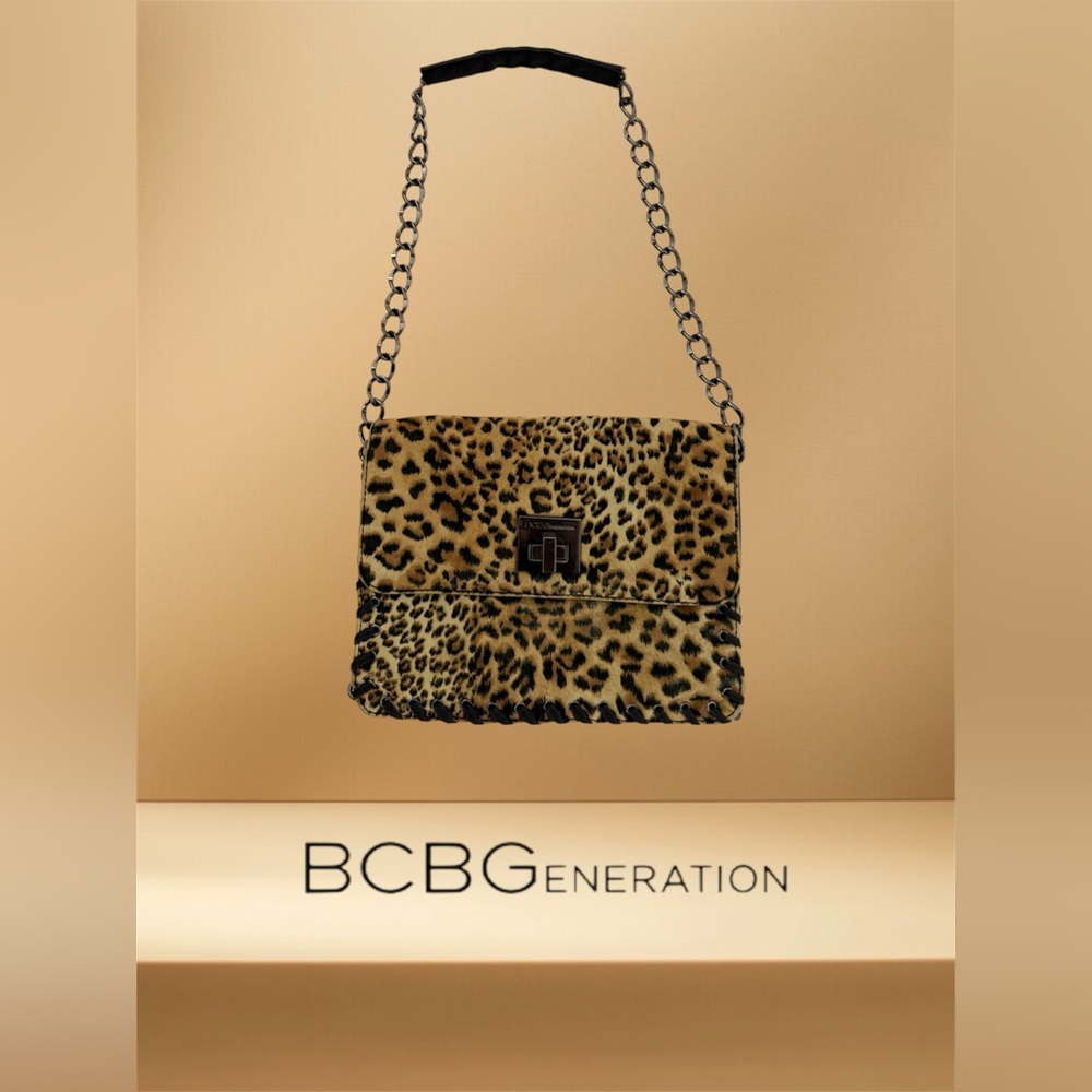 BCBGeneration Leopard Print Chain Envelope Bag